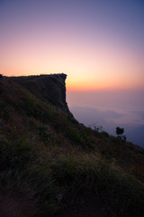 Fototapeta premium Beautiful sunrise at Phu Chi Fa, Chiang Rai