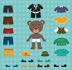 Obraz premium Daddy bear vector illustration for paper doll, dress up games.