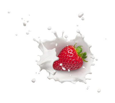 strawberry with milk splash