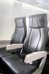 Fototapeta na wymiar Airplane seats in the cabin .