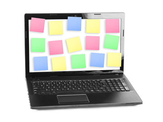 Sticky Note Papers on Notebook computer Screen