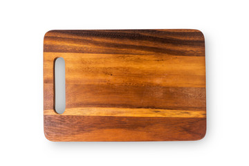 Wooden chopping board isolated on white background