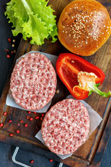 Cutlets and homemade bun for burgers.