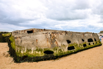 Remains of the Mulberry harbour in Normandy France, Europe