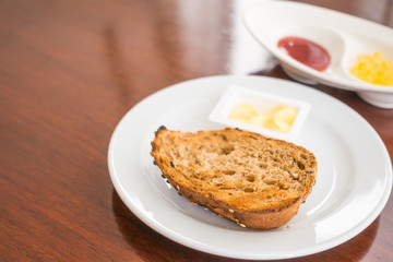 Toast bread in a white plate  .