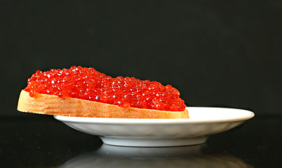 Sandwich with red caviar