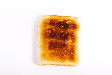 Slice of toast on a white background