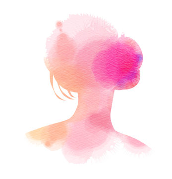Double exposure illustration. Woman silhouette plus abstract wat
