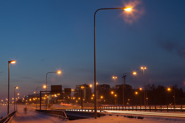Wintery highway in Finland