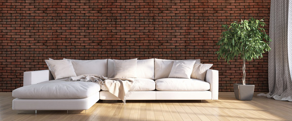Modern bright interior . 3D render
