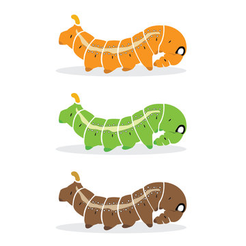 Vector group of caterpillar on white background.