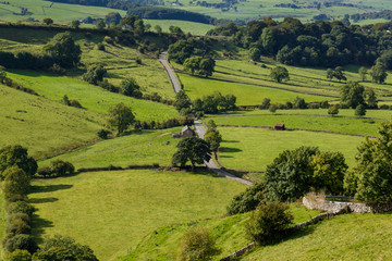 Fototapeta na wymiar View of farm land and River Dove in Crowdecote