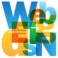 "WEB DESIGN" vector letters icon 