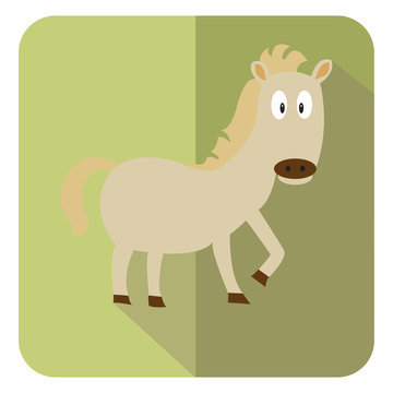 Horse flat icon with long shadow