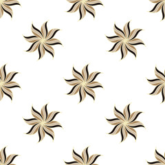 Fototapeta na wymiar Stylized star anise seamless pattern. Light background. Abstract texture. Vector illustration.