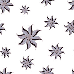 Fototapeta premium Stylized star anise seamless pattern. Gray elements on white background. Abstract texture. Vector illustration.