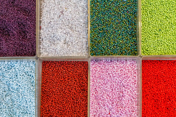 Colorful beads for jewelry, beads backround