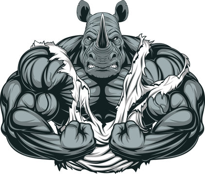 Strong rhinoceros athlete