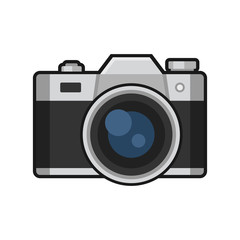 Retro Photo Camera Icon on White Background. Vector