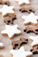 Fototapeta na wymiar Christmas cookies with small christmas decoration.