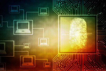 2d illustration Fingerprint Scanning Technology Concept Illustration. Fingerprint Searching Software. Identity Check