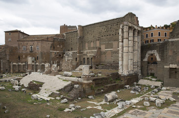 Fototapeta na wymiar Fori imperiali and Casa dei cavalieri di Rodi at Rome - Italy