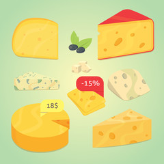 Set cheese vector illustration