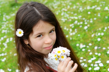 Girl collecting flowers