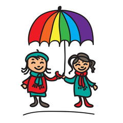 girls with umbrella