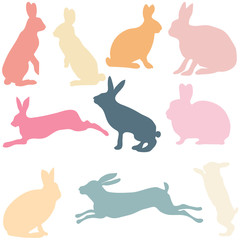 rabbit silhouettes on the white background, vector illustration. - 122227230