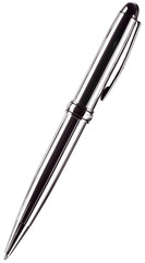 Silver ballpoint pen isolated on the white