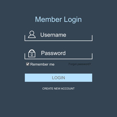 Login form menu with simple line icons