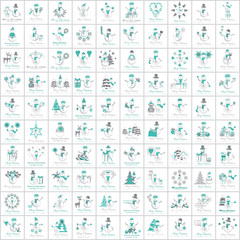 Snowman Icons Set - Isolated On White Background.Vector Illustration,Graphic Design.Collection Of Xmas Icons.For Web,Websites,Print,Presentation Templates,Mobile Applications And Promotional Materials