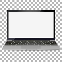 Vector laptop isolated on white background with transparent shadow - obrazy, fototapety, plakaty