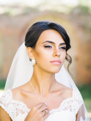 Beautiful bride with elegant hairstyle