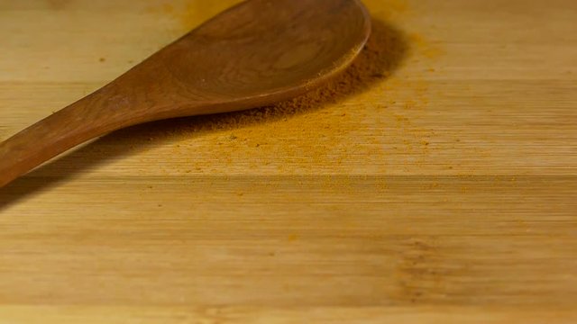 Sprinkling tumeric with spoon