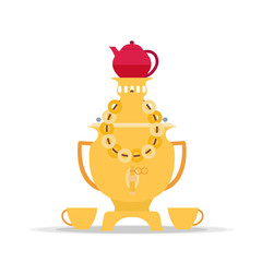 Vector samovar icon - kettle. Tea time