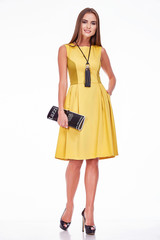 Fashion clothes catalog of casual style glamour model business