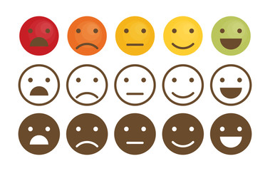 Feedback emoticon set vector illustration, flat design