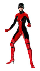 3D Rendering Female Superhero on White