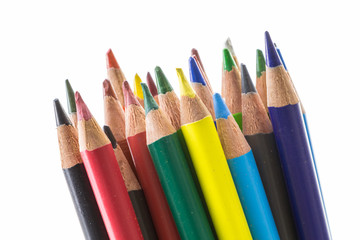 Fototapeta premium Bunch of colorful pencils, on white background