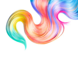 Multicolored hair lock isolated over white background