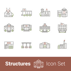 Structures high quality outline icon set.