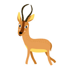 African animal antelope cartoon character. Isolated on white background. Vector illustration.