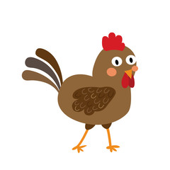 Chicken animal cartoon character. Isolated on white background. Vector illustration.