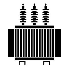 high voltage electrical transformer black symbol vector