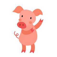 Dancing Pig animal cartoon character. Isolated on white background. Vector illustration.