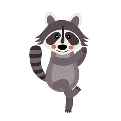 Dancing Raccoon animal cartoon character. Isolated on white background. Vector illustration.