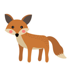 Standing Fox animal cartoon character. Isolated on white background. Vector illustration.