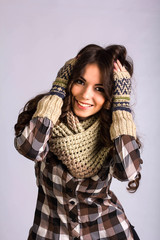 girl wearing a scarf and gloves